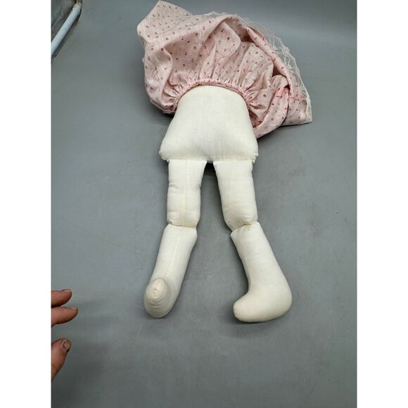 Handcrafted Vintage Rag Doll Pink Floral Dress & Bonnet Lace Trim & Ribbon READ - Picture 4 of 16